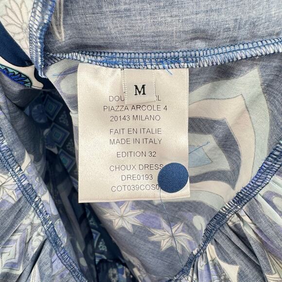 La Double J Choux Costiera Blue Print Flounce Cotton Poplin Mini Shirt Dress - Picture 15 of 16